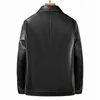 Herren Leder Kunstleder YN-2335 Frühling und Herbst Herren Echtleder Polo Mock Neck Jacke Modischer schmaler Schaffellmantel Schwarz Grau Ehemann Geschenk Jugend 231010