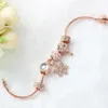 Nya Rose Gold Loose Beads Snowflake Pendant Bangle Charm Bead Armband för tjej DIY -smycken som julklapp184T