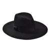 Цельномодная винтажная ковбойская шляпа Fedora для женщин и девочек с широкими полями, шерстяная фетровая шляпа, черная ковбойская шляпа-клош для мужчин и женщин Shippin2735