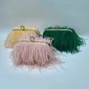 Sacs de soirée Plume autruche de luxe pour femmes Chaîne épaule Sac à bandoulière Tassel Party Purs à main vert Hands Green Wedding Mands 231010