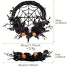Simulation de couronne d'halloween en rotin, cercle fantôme, décoration d'atmosphère de Festival, pendentif de porte de maison, fête de Festival noire