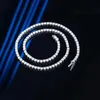 Pendentif Colliers Trendy 3mm D Couleur Moissanite Tennis Collier pour Femmes Hommes Plaqué Platine 4 Prong Lab Diamant Chaîne Pass CadeauP312g