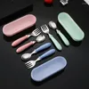 Dinnerware Sets With Round Handle Cute Pattern Birthday Gift 304 Stainless Steel Children's Cartoon Tableware Fork Spoon Box Set