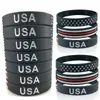 USA Thin Blue Line AMERICAN FLAGGELELETS SILICONE WRESTBAND