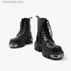 Botas estilo punk plataforma mulheres tornozelo botas mulheres motocicleta bota moda senhoras sapatos robustos decoração de metal preto tamanho grande 41 43 44 q231012