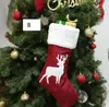 46cm Linen Christmas Stocking Hanging Socks Xmas Rustic Personalized Stockings Christmas Snowflake Decorations Family Party Holiday Supplies SN5291