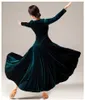 Stage Wear Waltz Ballroom Competition Dress Solid Velvet V Neck Dance Performance Costume Evening Party Gowns Concert Outfits