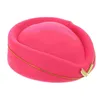 Berets 1pc Felt Stewardess Hat Airline Cap Uniform Plane Stage Perform Ladies Cap- Rosy Size