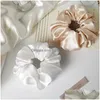 Hair Accessories Fashion Satin Silk Women Birds Nest Elastic Hair Bands Large Scrunchies Bow Bun Ponytail Holder Clips Accessories Hai Dhrkh