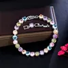 Romantische Regenboog Diamant Tennisarmband Ontwerper voor Vrouw Feest Kleurrijk Zirkonia Koper Liefde Zilver Damesarmbanden Luxe Sieraden Vriend Cadeau