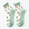 Women Socks Lace Mid-tube Silk Ultra-thin Breathable Summer Rose Blossom Girls' Transparent Bubble Mouth Women's Cute