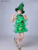 Traje temático Mujeres Niñas Niños Niños Árbol de Navidad Verde Venir Traje Cosplay Accesorios Sombrero Elfo Fancy DressesL231010