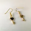 Boucles d'oreilles pendantes pour femmes, petit cœur noir, étoile, lune, clé, couronne, bijoux, Mini dessin animé, goutte pour femme et fille étudiante