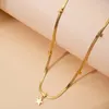 Hänghalsband rostfritt stål guldpläterat benkedjhalsband för kvinnor retro stjärna sexiga flickor smycken