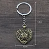 Porte-clés coeur Mandala porte-clés Vintage fleur de vie pendentif charme porte-clés cadeaux de saint valentin