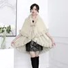 Schals Doppelschicht Luxus Imitiert Rex Kaninchenfell Cape Mantel Kapuzenschal Winter Frauen Strick Poncho Mantel Kunstpelz Wraps 231010