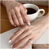 Band Rings Authentic 925 Sterling Sier Bamboo Knuckle Rings Open Size Fashion Thin Stacking Adjustable Finger For Jewelry Ring Dh0Th