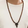Anhänger-Halsketten, kreative Holzperlen, Kreuz-Halskette, Perlenarmband, neutrales Schmuckset