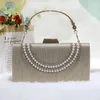 Evening Bags Ladies Retro Elegant Fashion Fine Pearl Rhinestone Clutches Metal Handle Handbags For Women Wedding Party Clutch