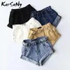 Shorts femininos verão jeans feminino branco cintura alta curto mulheres algodão cáqui cintura denim para