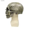 Kostymtillbehör Reneecho Halloween Party Scary Skeleton Mask för vuxen SR och Golden Skull Masks Full Head Latex Mask Ghost Cosplay PropSL231011