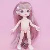 Dockor 16cm BJD 13 MOVERABLE FOURTED Söt Big Eyeball Little Boy Girl Head Doll med skor för flickor Toys Naken Body Fashion Gift 231011