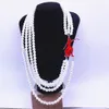 Chokers jakość ręcznie robiona cztery warstwy imitacja Pearl Choker Oświadczenie greckie litery college soror delta czerwona lady lady 231010