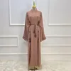 Roupas étnicas Kimono Abaya Muçulmano Hijab Vestido Turquia Botão Invisível Bordado Abayas Abertos para Mulheres Dubai 2023 Roupa de Festa Islâmica