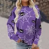 Bluzy damskie bluzy do nastolatków dla nastolatków Casual Crewneck Halloween nadruk urocze topy pullover luźne 4x pod koszulą kobiety sexy