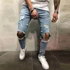 Mäns jeans sexiga hål plus storlek blixtlås vintage mager stretch casual denim byxor manliga hiphop byxor penna män