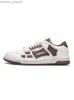 Amiiri White Designer Shoe Mens Sneaker High Bone Chunky Top Small Skel Fashion Skateboarding äkta läder mångsidiga skor Splice 7 Klv0