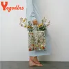 حقائب التسوق Yogodlns مطرزة الدانتيل زهرة الكتف حقيبة النساء المصنوعة يدويا الشبكة الرجعية الفن