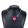Hänghalsband Y2K Big Pink Heart Pärlkedja för kvinnor Romantisk trendig djärv 2023 fanshion krage smycken
