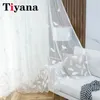 Curtain French White Embroidery Feather Bedroom Sheer Tulle Curtains For Living Room Window Drapes Balcony Transparent 231010