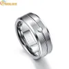 8mm Zircon Classic Men Ring 100% Tungsten Carbide Faceted Wedding Bands Men's Jewelry Anillos para hombres Pierscienie296Y
