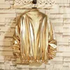 Herrenjacken Herren Windjacke Nachtclub Bühne Party Kostüm Streetwear Harajuku Hip Hop Reflektierende Jacke Gold Mode Mäntel 231011