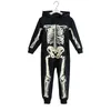 Pyjamas Skeleton Autumn Winter Teens Overalls Jumpsuit Kids Hooded Sleepwear Children Onesie Sleepers Pyjamas Halloween Costume 231010