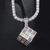 Ciondolo cubo magico ghiacciato Collana multicolore con zirconi cubici micro pavimentati per uomo Donna Regali Gioielli hip hop di moda X0509306x