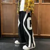 Men's Pants Men Spring Fashion Patchwork Sweatpants Casual Loose Staight Trousers Mens Elastic Waist Sports Male White/Green
