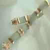 Brazalete de cadena de oro de 18 quilates tallado en jade natural fino319f