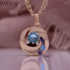 Pendant Necklaces PATAYA Necklace 585 Rose Gold Color For Women Gift Fashion Jewelry Simplicity Natural Zircon