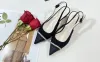 Designer Sandals Women's Leather Sole High-heeled Shoes Pink Peep-toe Black Diamond Chain Decoration Women High Heels Dinner Dress Stylist