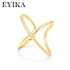 Кольца кластера EYIKA Изысканное золотого, серебряного цвета X-образное кольцо с кубическим цирконием в форме креста, свободный размер, женское изысканное ювелирное изделие для свадебной вечеринки, подарок