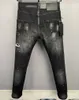 Klassieke mode dsq jeans hiphop rock moto heren casual ontwerp gescheurde jeans verontruste slanke denim DSQ2 COOLGUY JEANS 9865 zwart