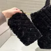 Borse per la spesa con reticolo di diamanti Borsa a tracolla Borsa a tracolla di grande capacità Borsa da donna in pelo di agnello Metallo con lettera grande Segno Portafoglio con cerniera a catena Borse da viaggio Borsa Borsa a mano nera