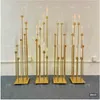 Dekorativa föremål Figurer 4510 st 8 huvuden Metal Candelabra Candle Holders Road Lead Table Centerpiece Gold Candelabrum Stand Pillar 231010