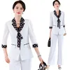 Kvinnors kostymer Blazers Kvinnor Business Suits With Pants and Tops Spring Summer Office Wear Pants Pants Blazers Byxor Set Pantsuits Oversize S-4XL 231011