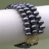 3 Strängar Natural 8-9mm Tahitian Black Pearl Armband W2758