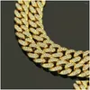 Hundhalsar kopplar lyxdesigner krage armband bling diamanthalsband kubansk guldkedja för pitbl stora hundar smycken metall mater ott2f