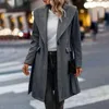 Kvinnorjackor Petite Womens Coat Long Jacket Winter Fashion Sleeve Lapel Casual Overcoat With Belt Cardigan Casacos